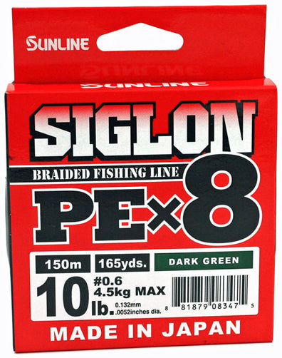 Sunline Siglon PEx8 Braided Fishing Line Package 10 lb 165 yds Dark Green